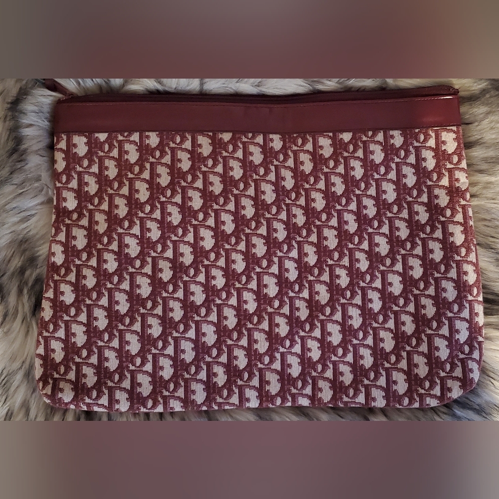 Vintage Dior Burgundy Monogram Trotter Envelope Bag